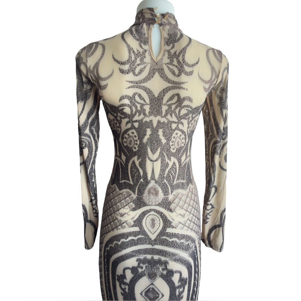 KIKIRIKI Tattoo Mesh Maxi Dress Size M - Picture 5 of 11
